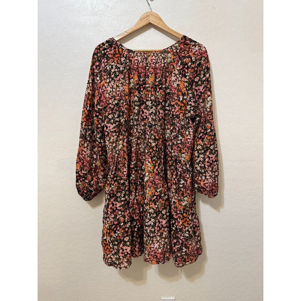 H&M Womans Floral Tiered Mini Dress Cottagecore Beachy Boho Size M Peasant Puff - Picture 4 of 11